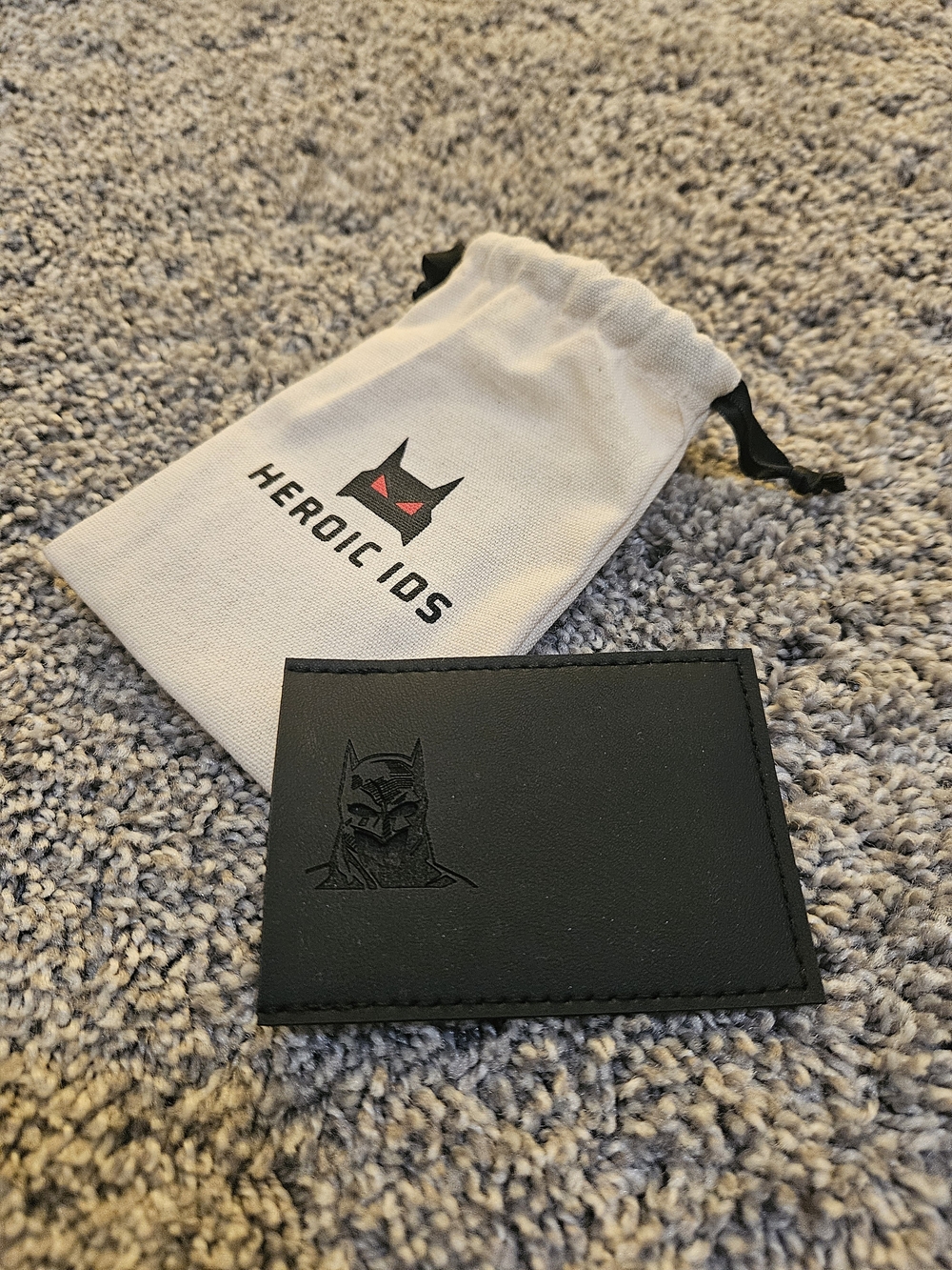 Black Minimal Batman Leather ID/Card Holder For Men/Women